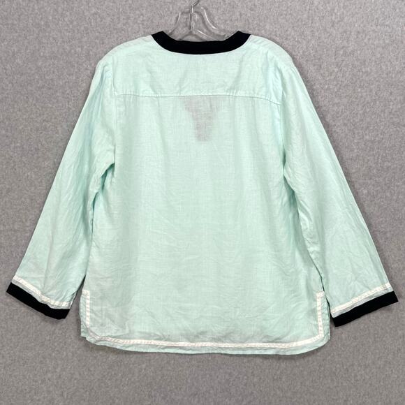 Talbots 100% Linen Tunic Shirt Size M Beachy Coastal Grandma Nautical Sailing - Picture 8 of 15